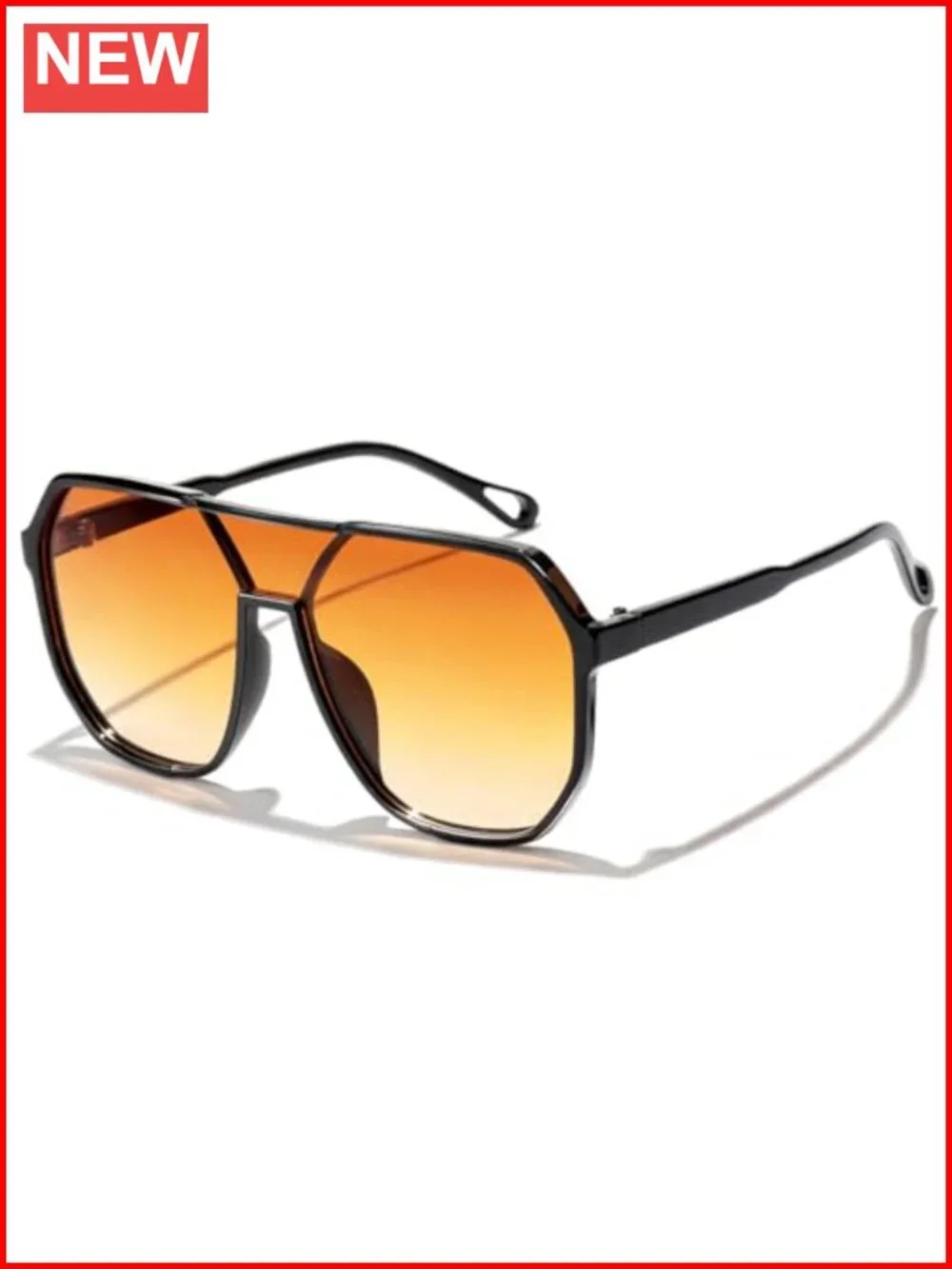 Vintage Oversized Square Aviator Sunglasses UV400 Protection Double Bridge